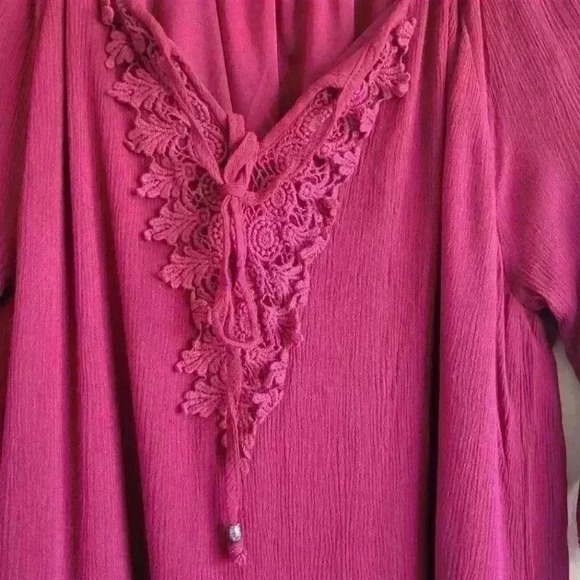 Naif burgundy red v-neck boho style shift dress size medium - Picture 5 of 12